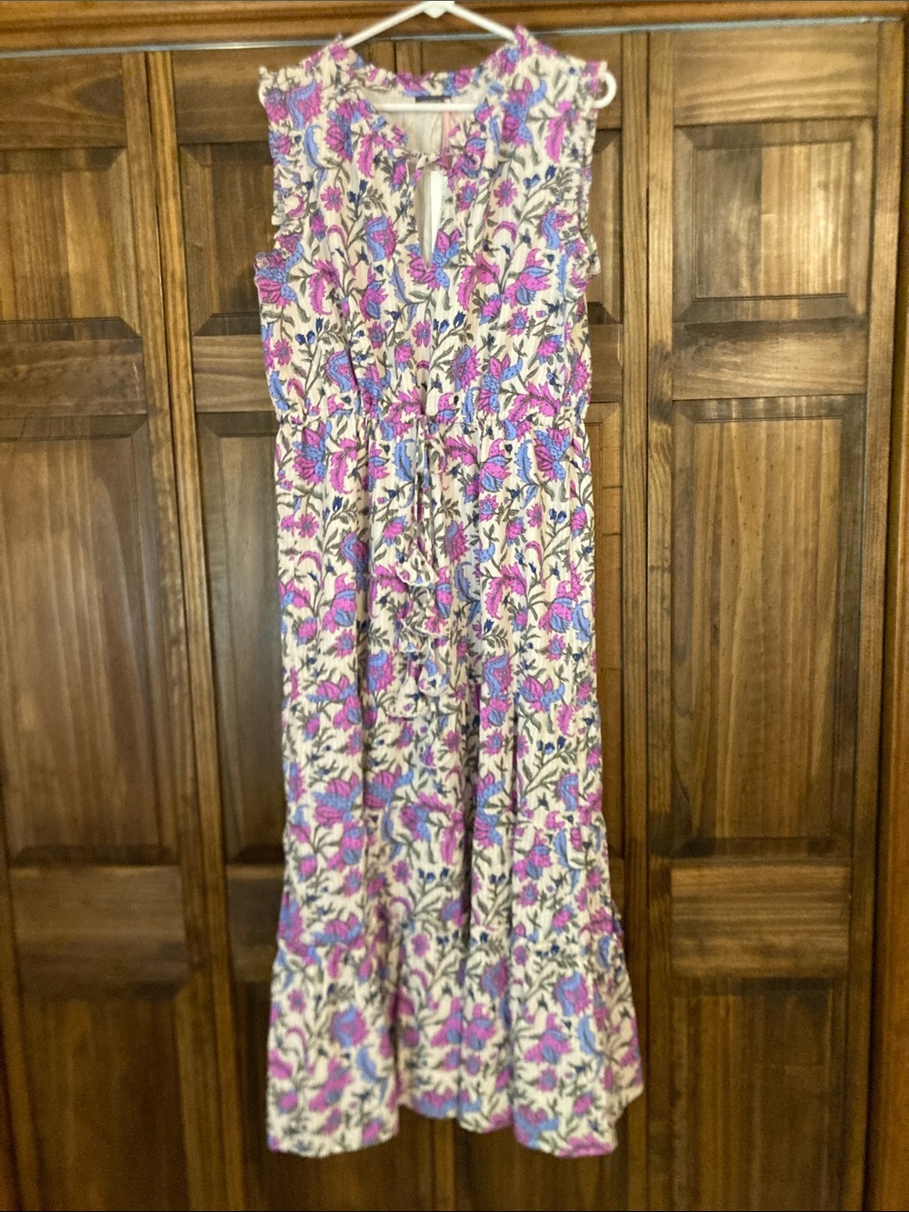 Vineyard Vines Pink & Lavender Floral Tie-Waist Maxi Dress Women’s size Large - Picture 9 of 16
